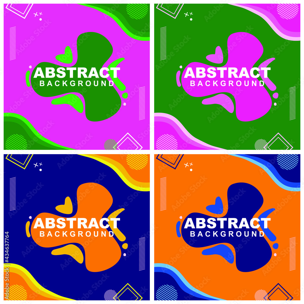 Naklejka premium Illustration set vector of abstract background in blue, green, orange, and gray color. Good to use for banner, social media template, poster and flyer template, etc