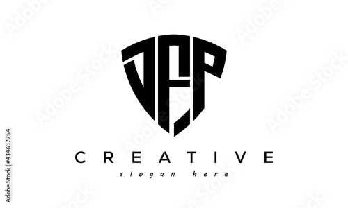 DFP letter creative logo with shield	