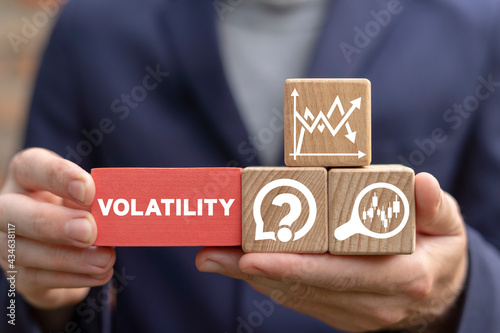 Financial concept of volatility. Investment risk volatile money.