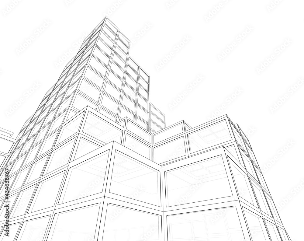 Fototapeta premium modern building 3d illustration