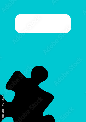 Vertical illustration format A4 - the design of the screen of the phone or tablet for inscriptions and photos, frame with puzzles. Postcard, book cover or notepad, postcard. Minimalism, pastiche