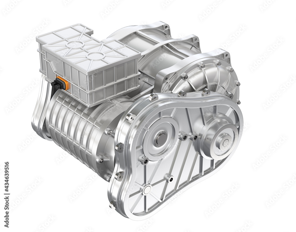 Electric motor, 3D rendering black and white isolated on white Stock  Illustration