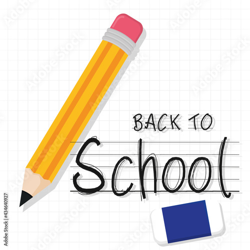 Pencil and eraser Back to school Vector illustration