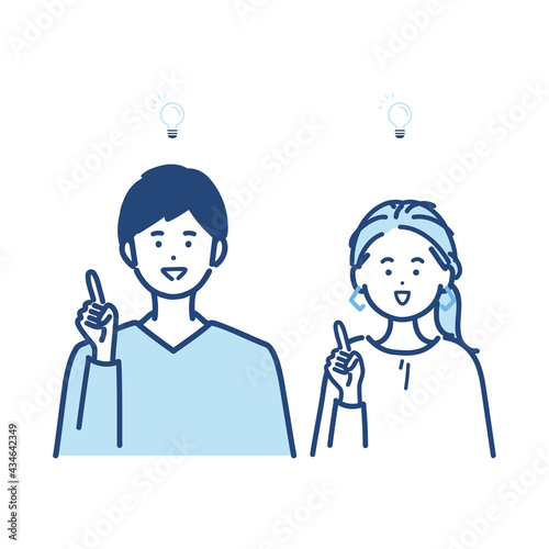 名案を閃く男女のイラスト素材