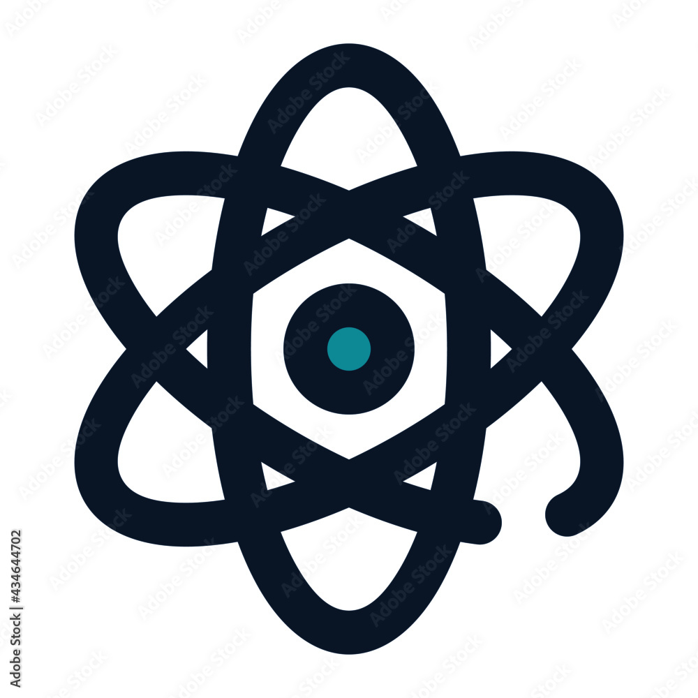 icon atomic physics using filled line style and blue color icon atomic physics using filled line style and blue color
