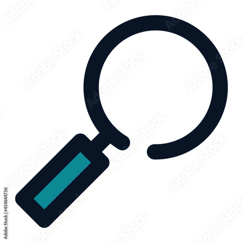 icon a magnifying glass to examine using filled line style and blue color