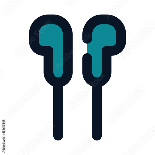 icon earphone using filled line style and blue color