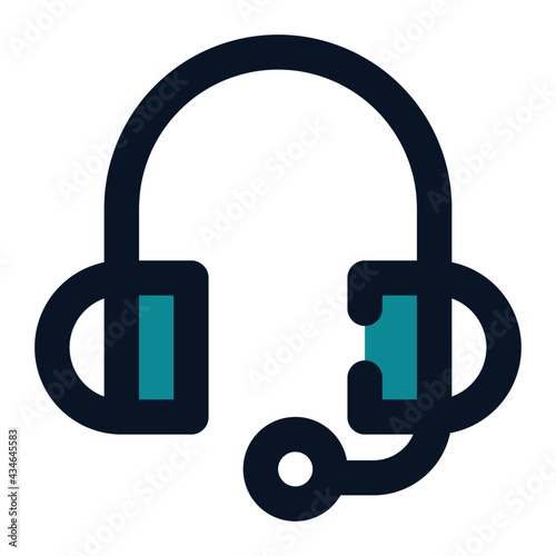 icon headset using filled line style and blue color