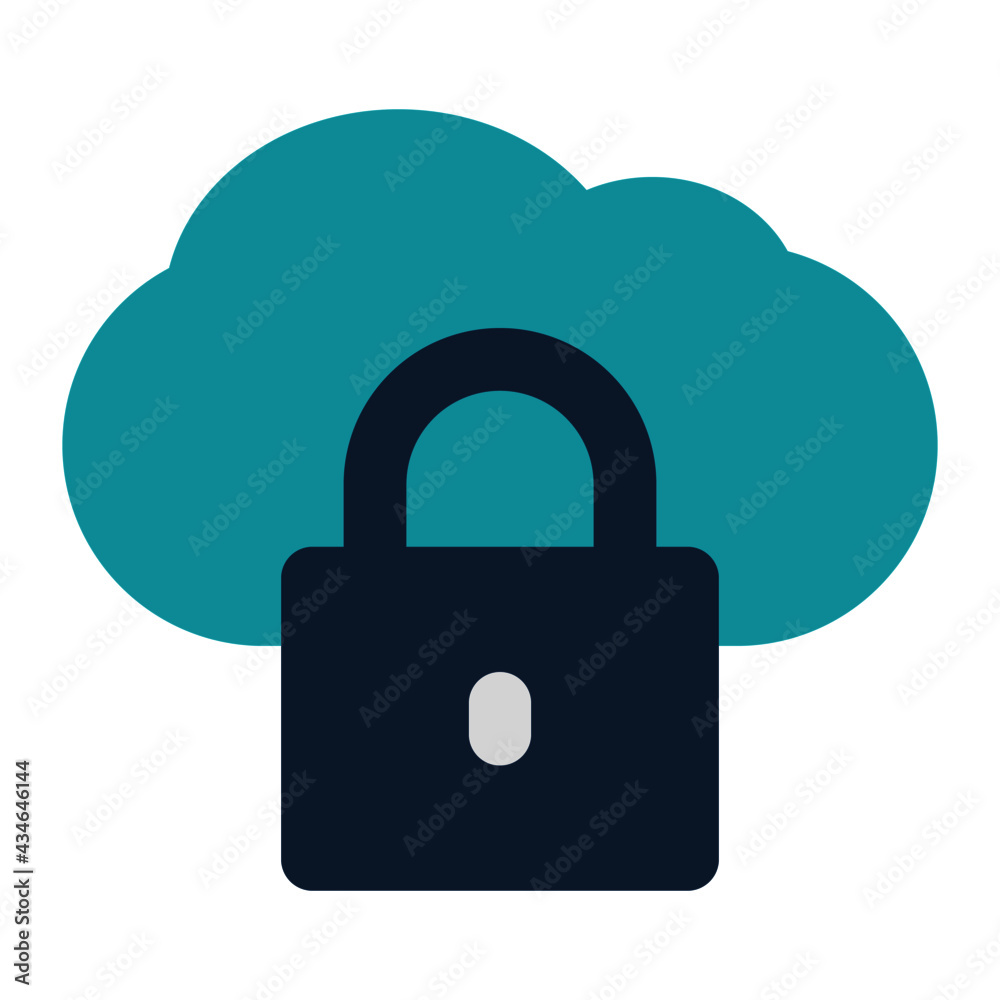 icon locked cloud data using flat style and blue color dominate icon locked cloud data using flat style and blue color dominate
