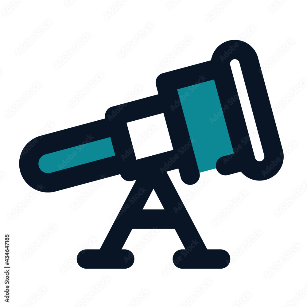 icon telescope using filled line style and blue color icon telescope using filled line style and blue color
