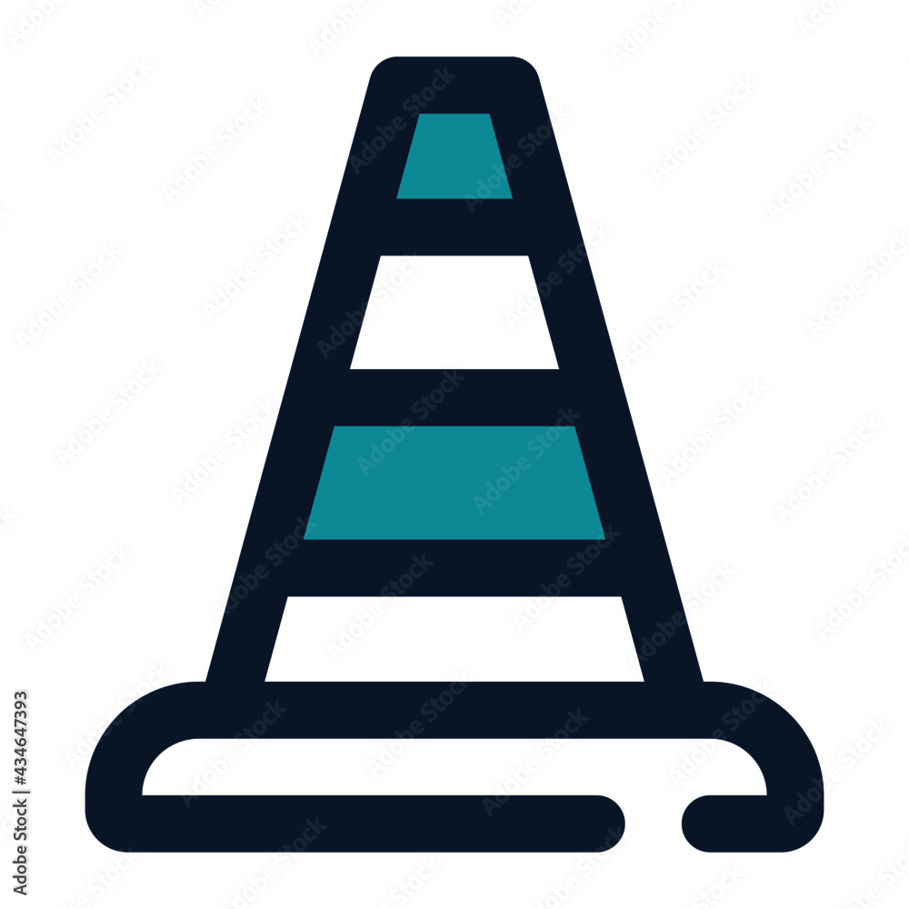 icon cone road using filled line style and blue color icon cone road using filled line style and blue color