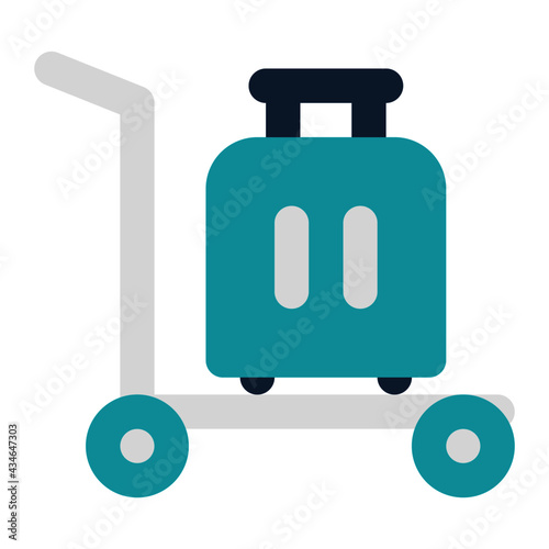 icon trolley luggage using flat style and blue color dominate