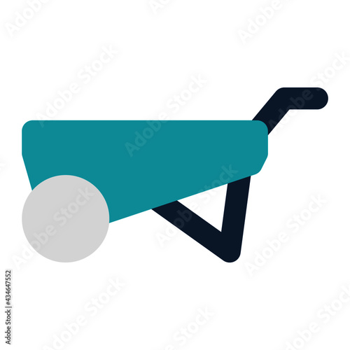 icon wheelbarrow using flat style and blue color dominate