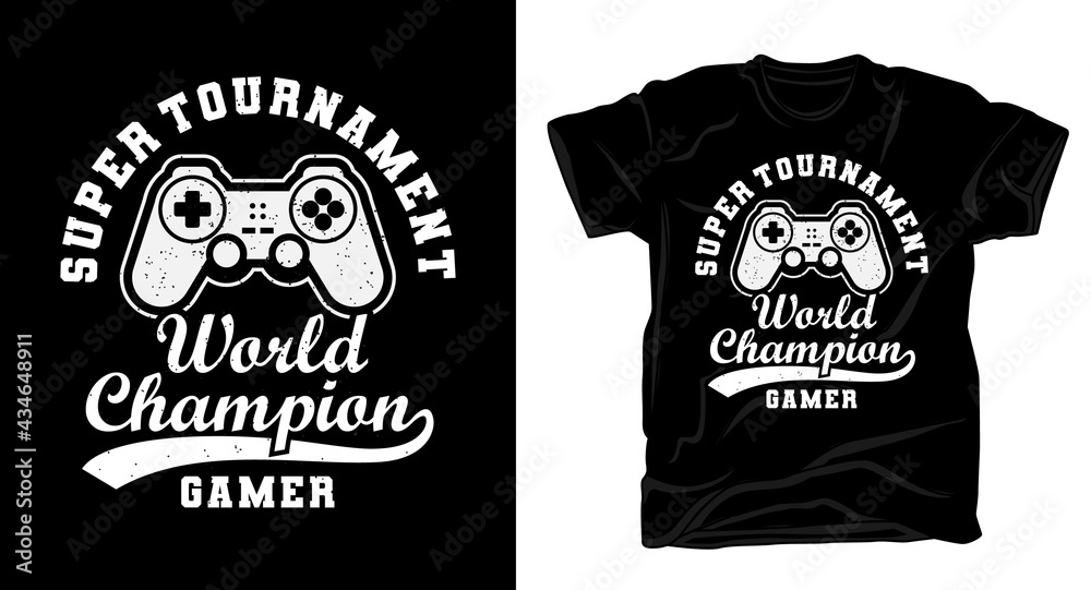 Super tournament world champion typography with game controller t-shirt design Super tournament world champion typography with game controller t-shirt design