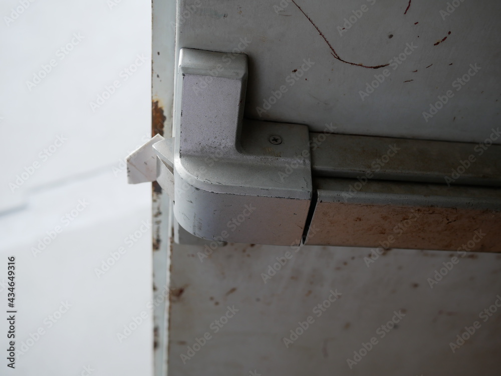 closeup of emergency fire exit door in the office.
closeup of emergency fire exit door in the office.