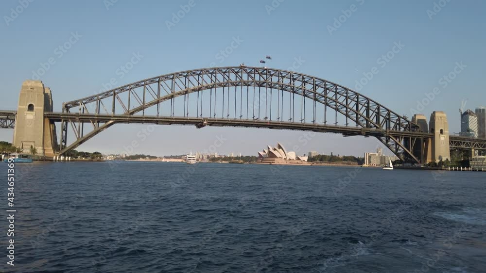 Popular Harbour Bridge And Opera House In Sydney, Australia. wide shot Popular Harbour Bridge And Opera House In Sydney, Australia. wide shot