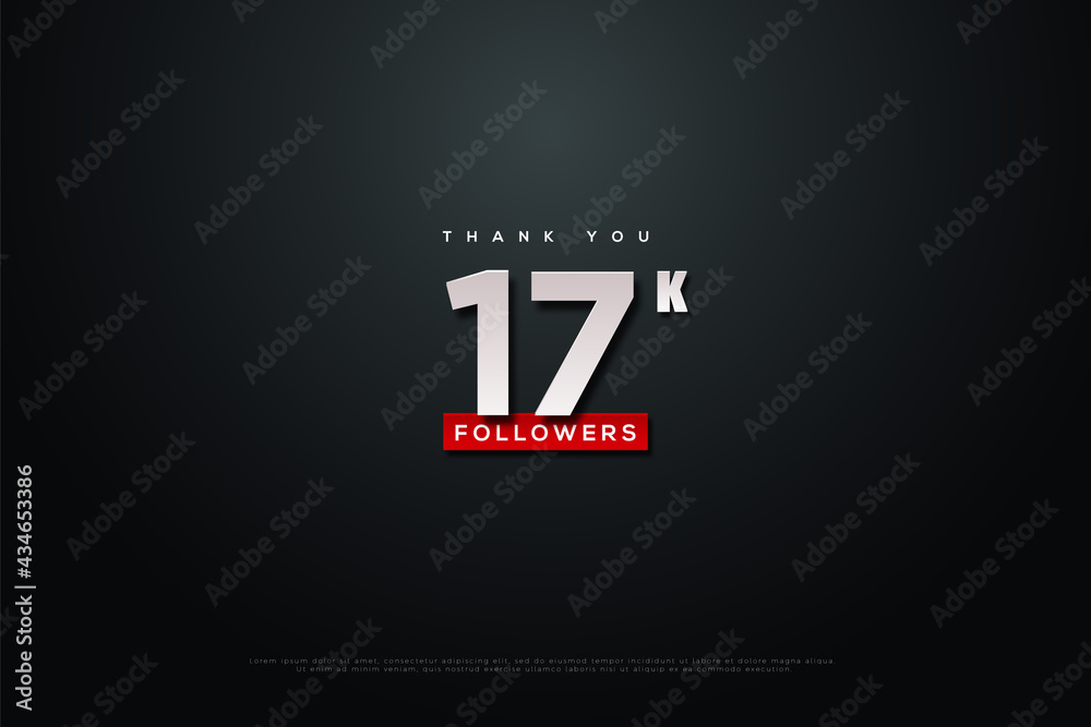 Thank you 17k followers with red rectangular followers writing background.