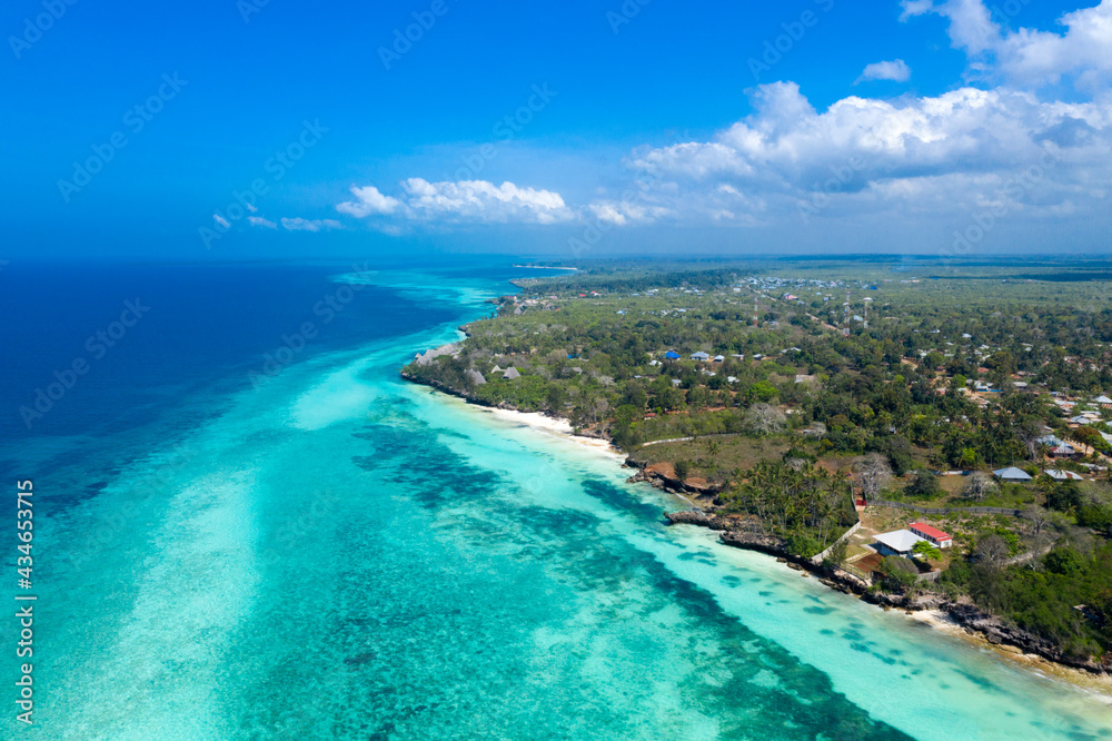Fototapeta premium Tropical Sea. Amazing bird eyes view in Zanzibar