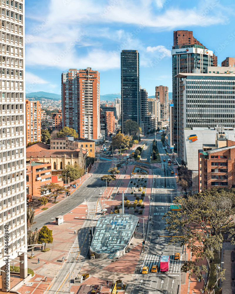Urban landscape of the city of Bogota (Colombia) located in South America
