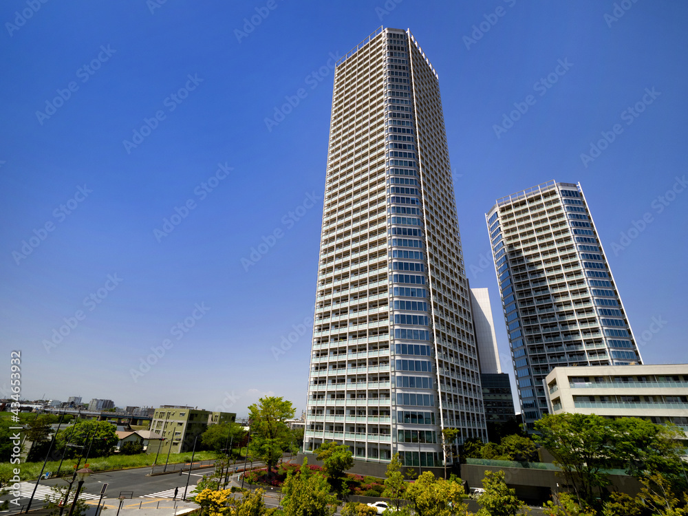 二子玉川ライズのタワーマンションと二子玉川公園　東京都世田谷区