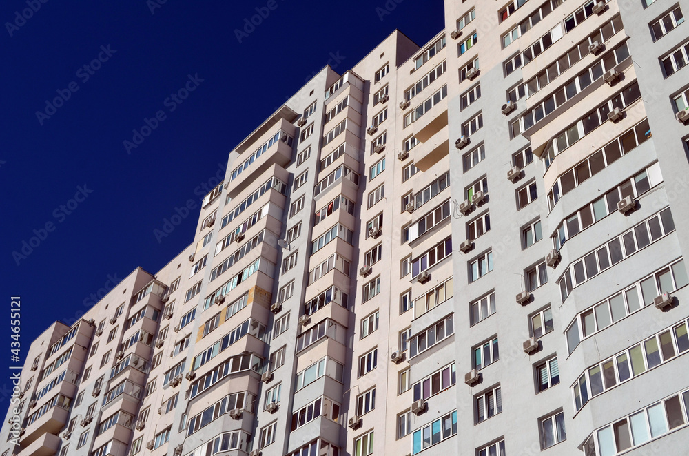 Modern residential area in Kiev. Exterior. Streets,buildings. May 10,2021. Kiev , Ukraine