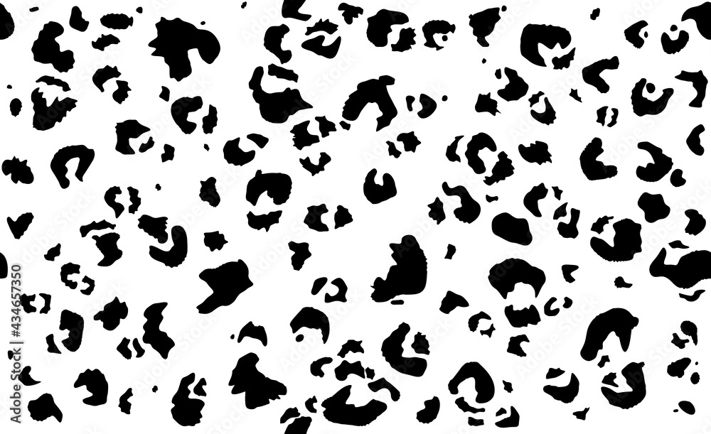 Abstract animal skin, leopard seamless pattern. Jaguar or cheetah fur. Black and white seamless camouflage background. Vector