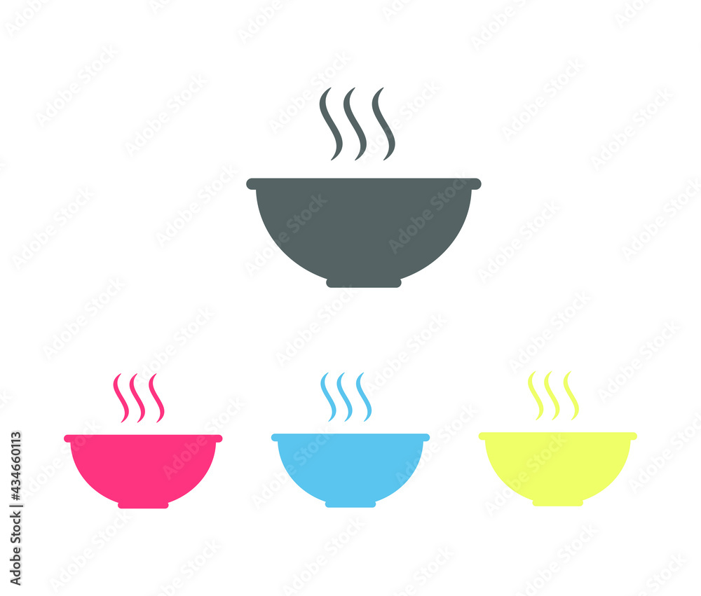 bowl and steam icon. Icon in different background color, vector bowl and steam icon. Icon in different background color, vector