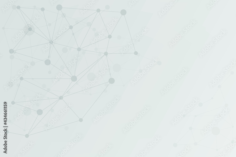 Medical Technology background with molecular structure in white grey background. Biological structure with line and dot connection in science concept. Template for presentation.
Medical Technology background with molecular structure in white grey background. Biological structure with line and dot connection in science concept. Template for presentation.