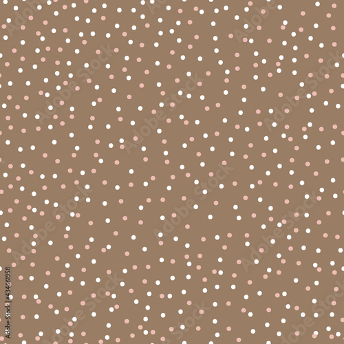 Vector pink white ocher polka dot seamless pattern
