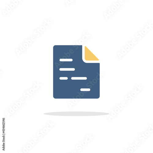 Text document. Paper with content. Icon with shadow. Commerce glyph vector illustration