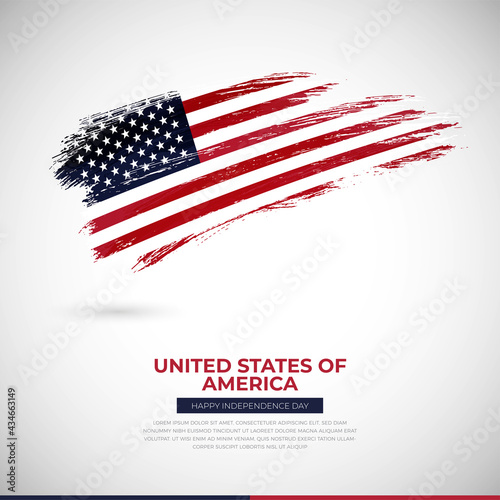 Happy independence day of United States of America country. Creative grunge brush of USA flag illustration