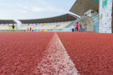 Running track close up. Selective focus