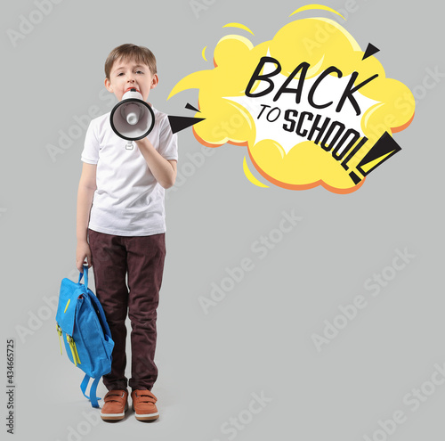 Cute little schoolboy with ...