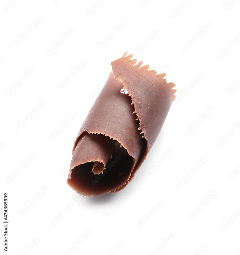 Delicious chocolate curl on white background Delicious chocolate curl on white background