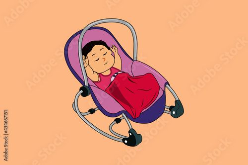 new born baby with cot