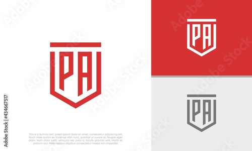 Initials PA logo design. Initial Letter Logo. Shield logo.