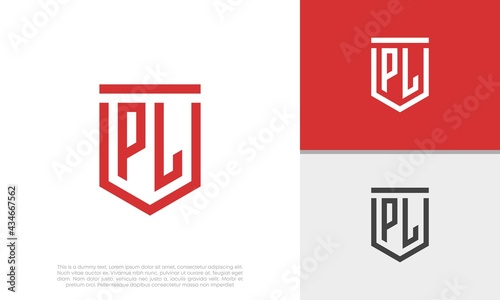 Initials PL logo design. Initial Letter Logo. Shield logo.