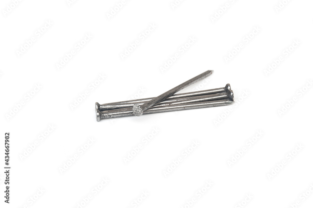 Steel nails 4-inch isolated on white background. Steel nails 4-inch isolated on white background.
