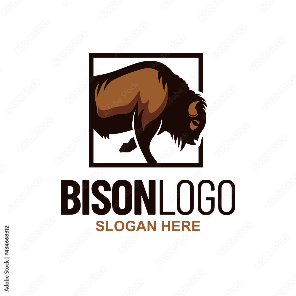 Bison Logo Design Template Inspiration, Vector Illustration Bison Logo Design Template Inspiration, Vector Illustration