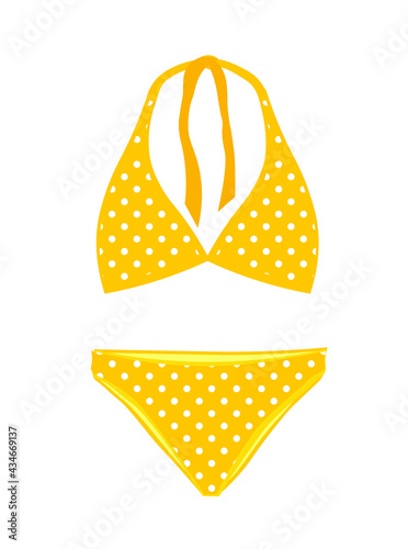 Yellow polka dot bikini, vector