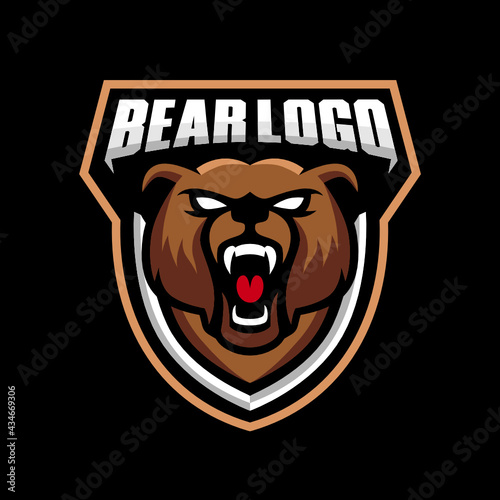 Bear Mascot Logo, Gaming Esport Design Template Inspiration, Vector Illustration