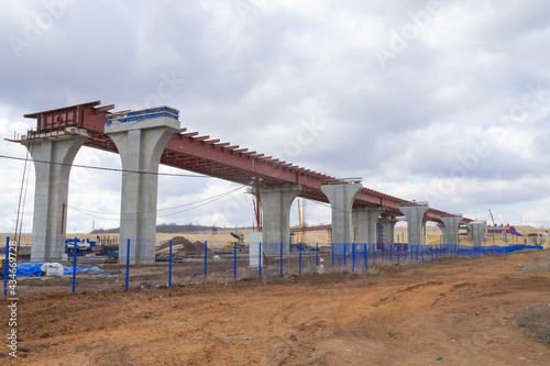 Construction of an automobile bridge across the Volga-Don navigable canal in Volgograd. Russia