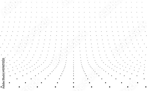 Dots curved background empty in
perspective, vector illustration.