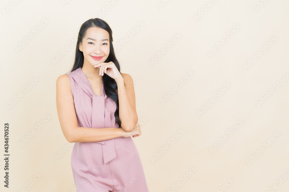 Portrait beautiful young asian woman smile with action