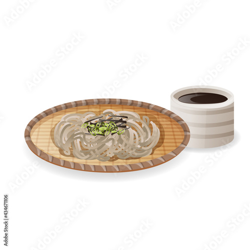 soba buckwheat noodle japanese food illustration object vector