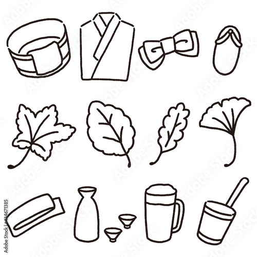 温泉旅行のアイテムセット　線のみ