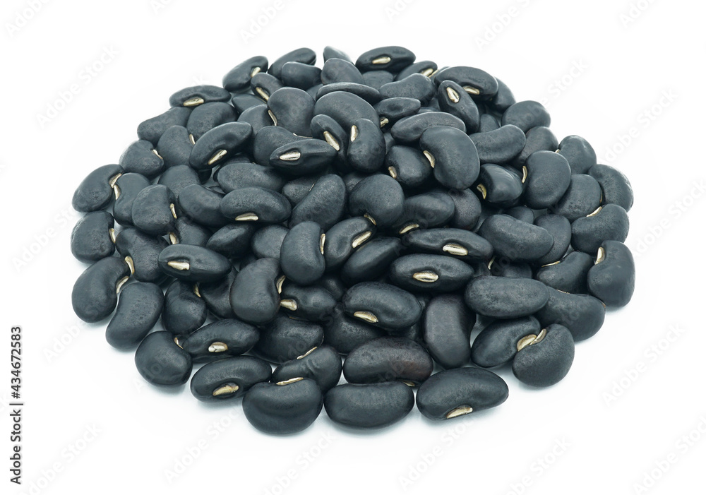 Close up of black beans raw, Organic grains food, Isolated on white background Close up of black beans raw, Organic grains food, Isolated on white background