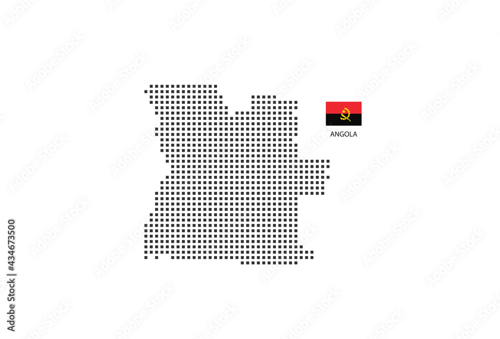 Vector square pixel dotted map of Angola isolated on white background ...