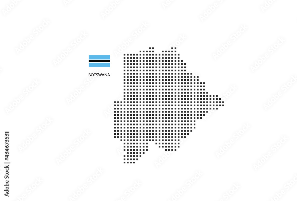 Vector square pixel dotted map of Botswana isolated on white background ...