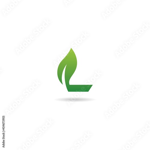 initial l with leaf logo design icon inspiration